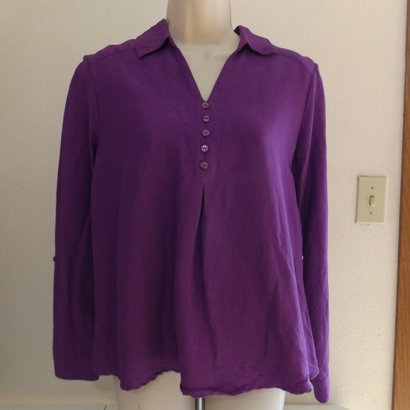 Christopher & Banks Tops - Purple Linen Blend Career Blouse